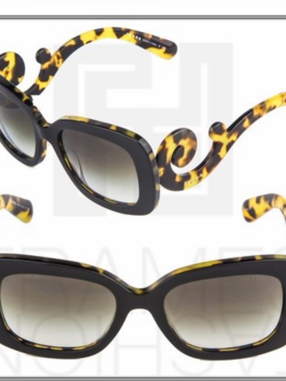 Prada Black Oversized Women's Sunglasses with Tortoiseshell Temples